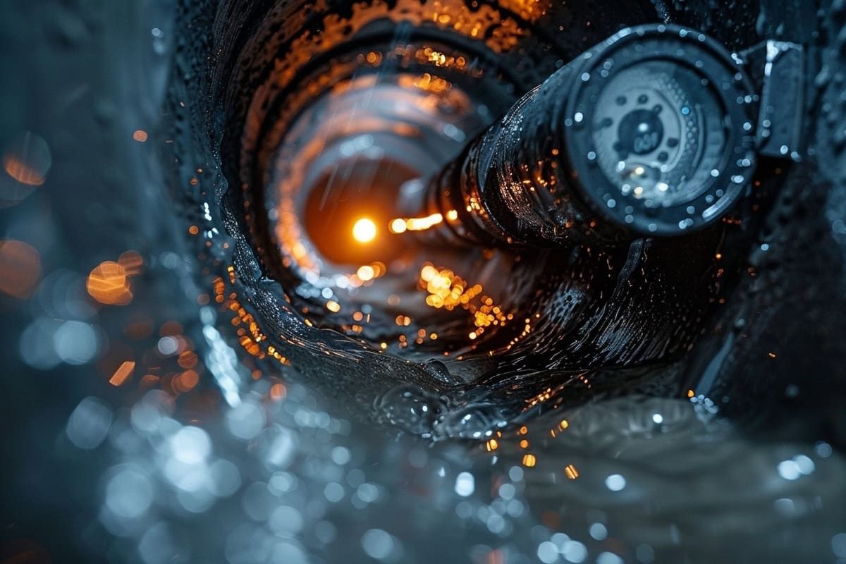 Caméra de canalisation dans un tuyau de plomberie