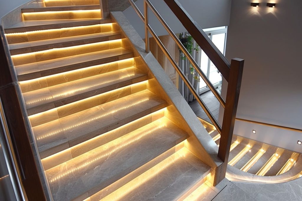 Escalier éclairé par des LED